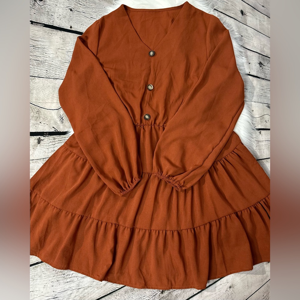 *** SOLD *** SHEIN Woman’s Long Sleeve Ruffle Hem Dress Size L - Picture 6 of 10